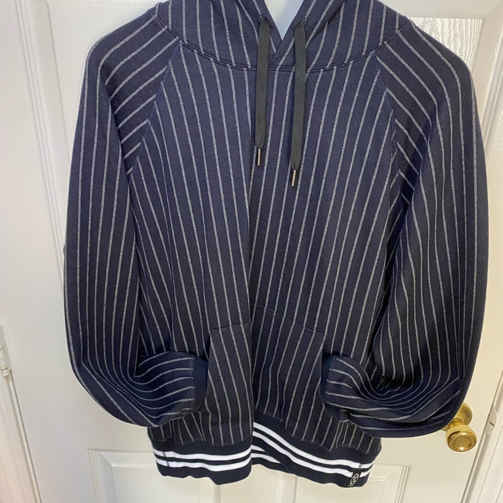 Todd Snyder navy stripe wool hoodie L